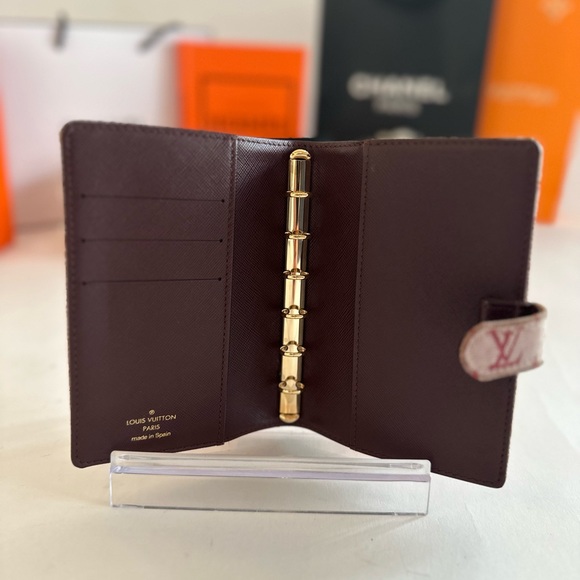 AUTH Louis Vuitton LV Diary Agenda PM Red Pink Monogram Mini Lin With Inserts! - Picture 4 of 8